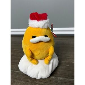 Sanrio Gudetama Holiday Lazy Egg Christmas Plush Santa Hat Cloud Base NWT 6"